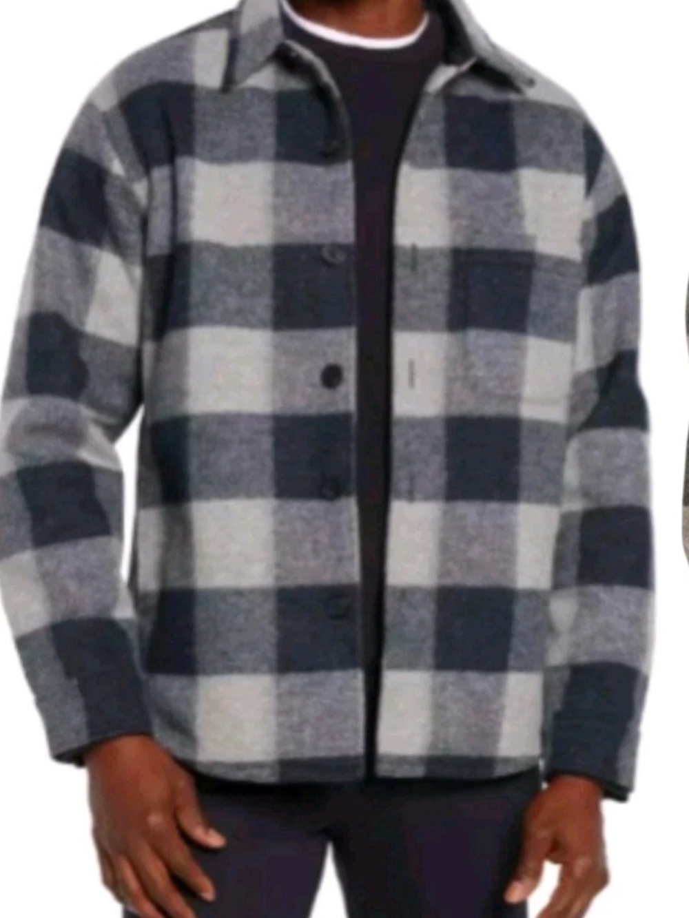 0922 Banana Republic Black and Gray Plaid Heavy Shirt Shacket